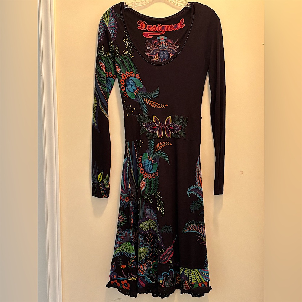 NWT Desigual Multicolor Floral Long Sleeve Dress